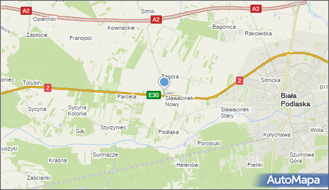 mapa Sławacinek Nowy, Sławacinek Nowy na mapie Targeo